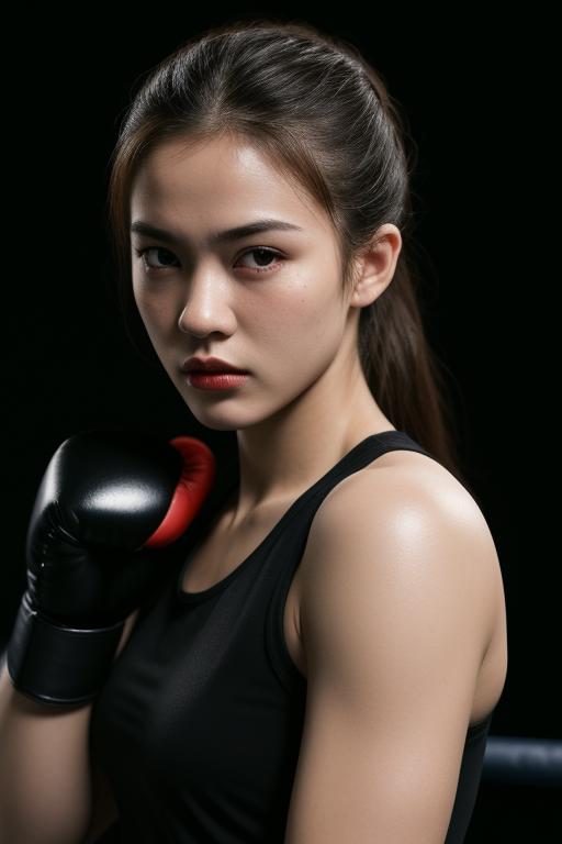 05814-2181939369-((best quality)),((masterpiece)),(detailed),portrait of a female boxer,mid-20s,fierce expression,sweat on the face,boxing gloves.png